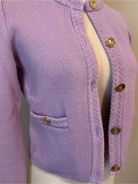 J. Crew Lavender Knit Cardigan with Gold Buttons
